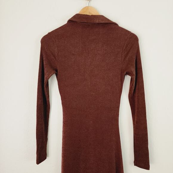 SER.O.YA Retrofete Elm Velvet Wrap Midi Dress Brown V-Neck S NWT - Picture 11 of 14